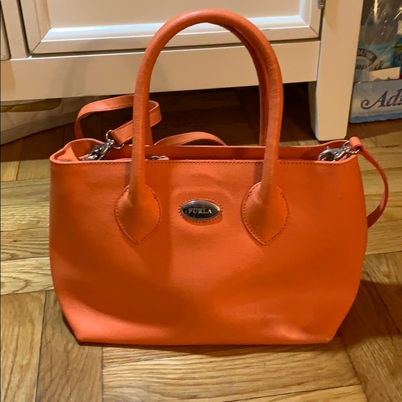 Furla Handbags - Furla Small orange leather purse crossbody
